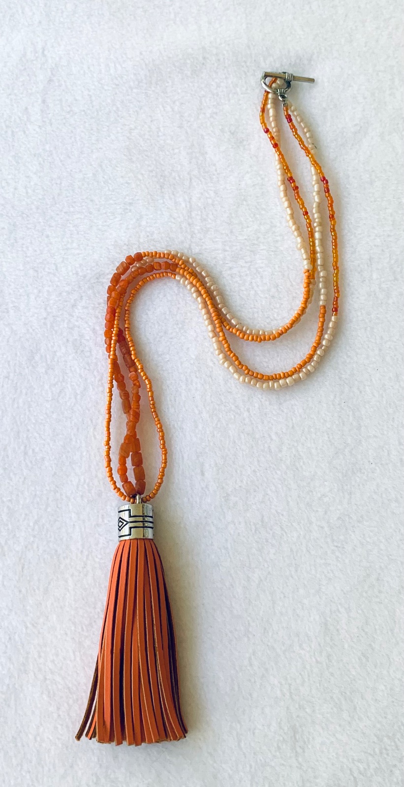 Long Orange Tassel Necklace