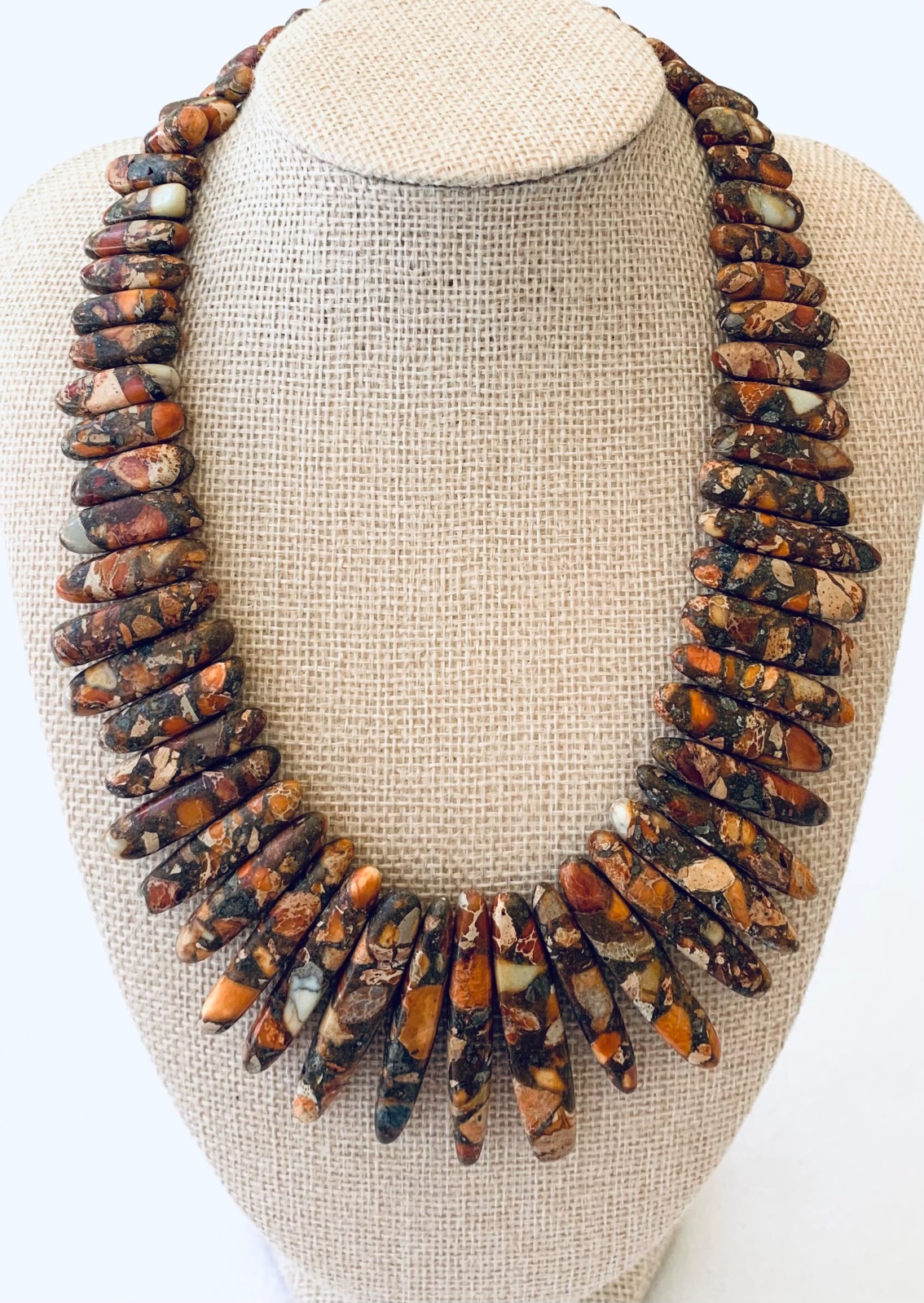 Brown/Orange Jasper Spike Necklace